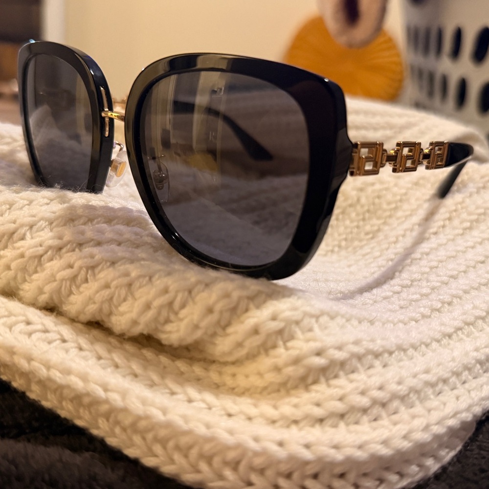 Versace Sunglasses Black Sunglasses with Gold Detailing